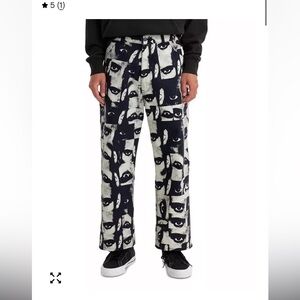 Men's Graphic Eye Print Levis Skateboarding Cropped Pants Roemello Black White M